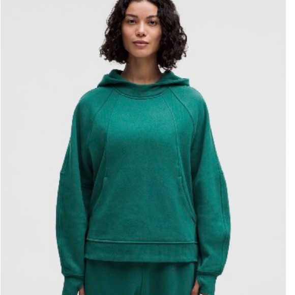 lululemon athletica Tops - Lululemon Athletica Scuba Oversized Side Slit  Green Teal Hoodie Sz XXL